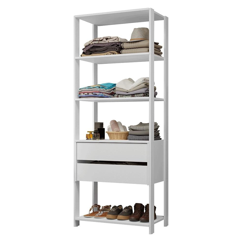 Modular Open Closet Organizer with 2 Drawers and 4 Shelves