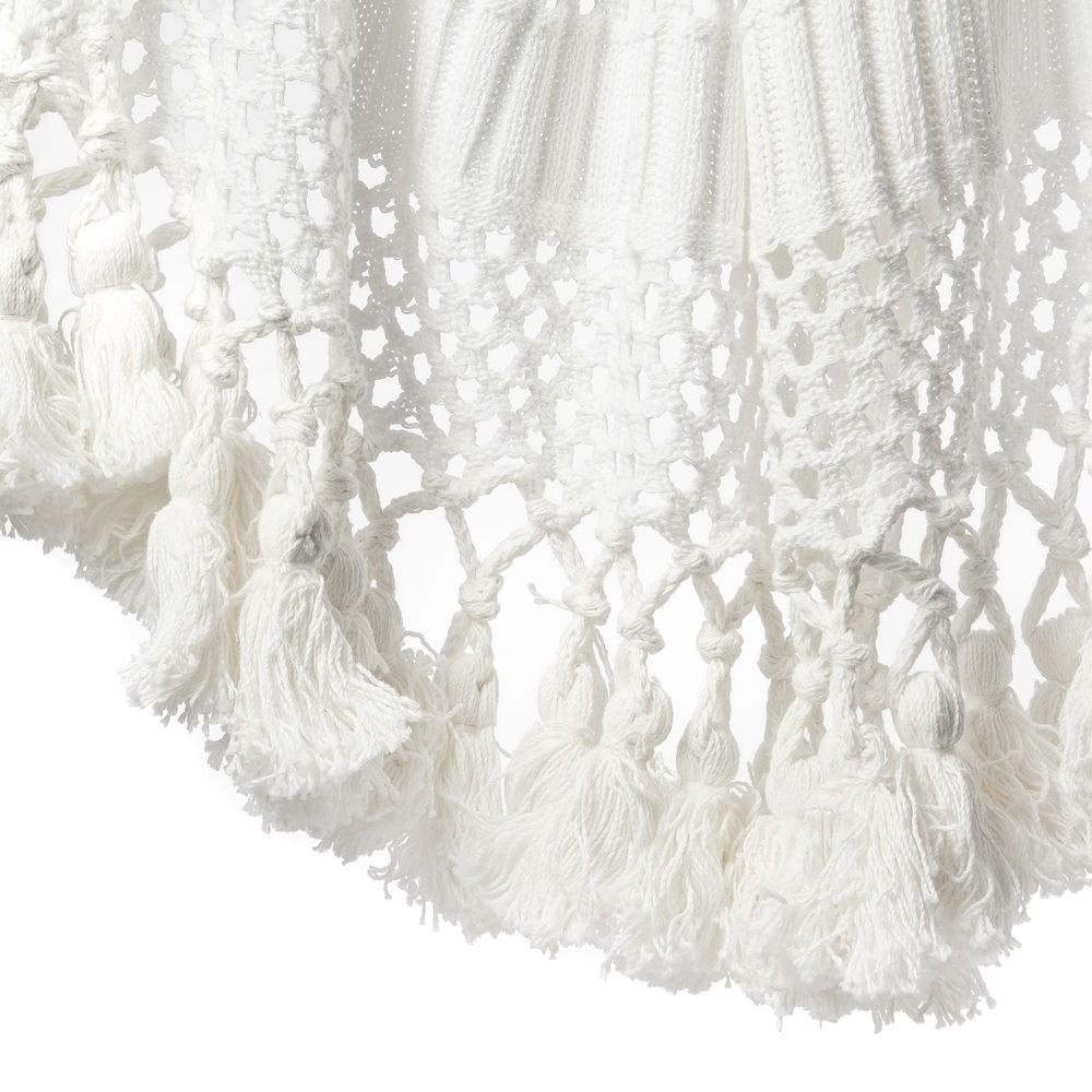 Cotton Knit Bed Runner with Macrame Details
