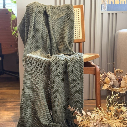 Manta de algodón verde para sofá y cama