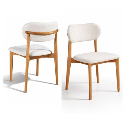 Set of 2 Upholstered Solid Wood Dining Chairs