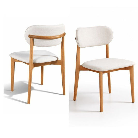 Juego de 2 sillas de comedor tapizadas de madera maciza