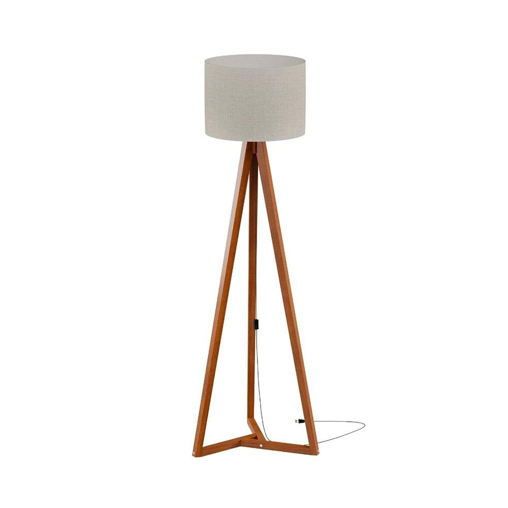 Rustic Floor Lamp with Off-White Fabric Shade