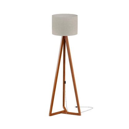 Rustic Floor Lamp with Off-White Fabric Shade