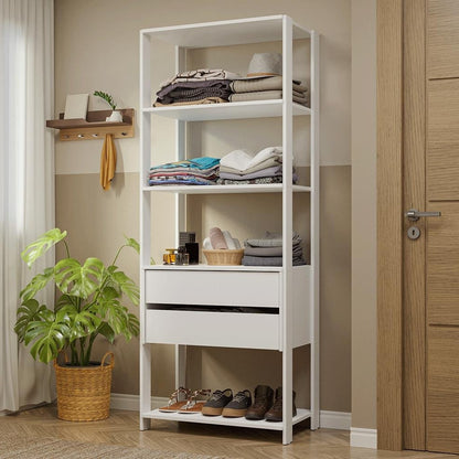 Modular Open Closet Organizer with 2 Drawers and 4 Shelves