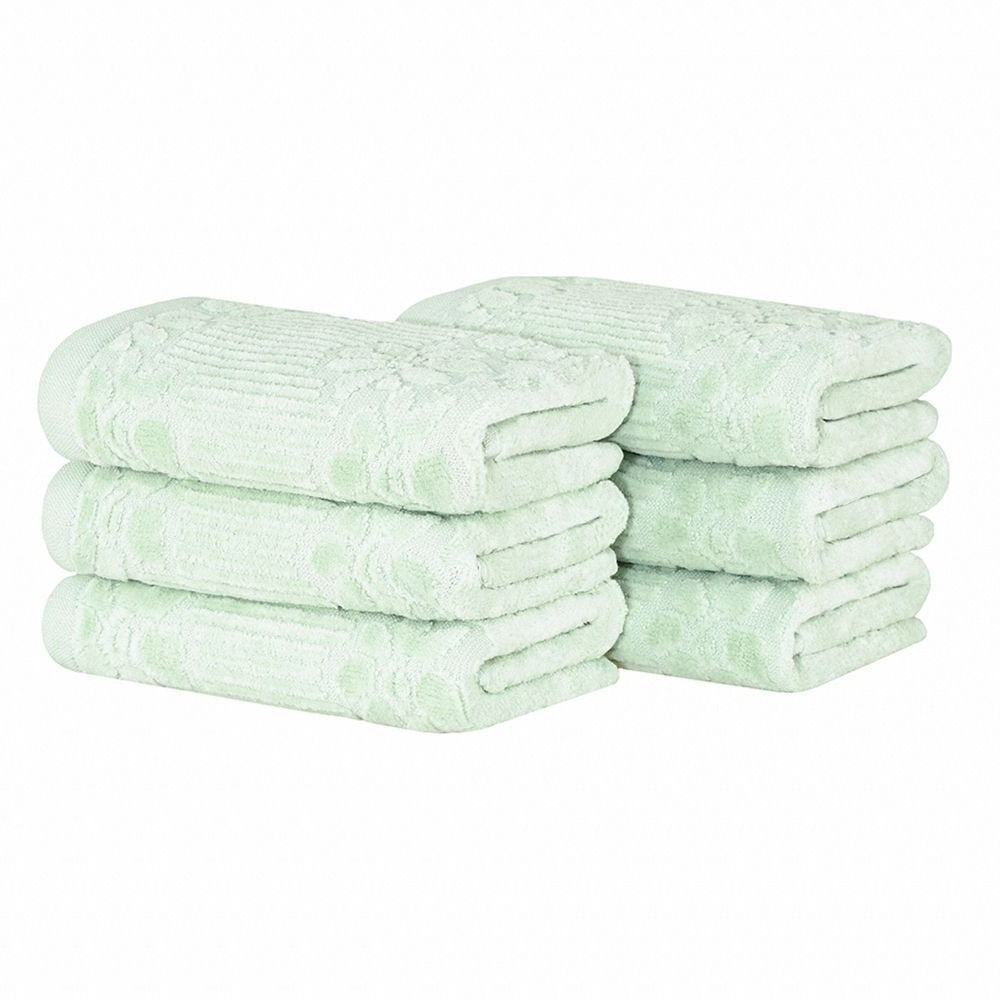 6-Piece Green Cotton Guest Towel Set