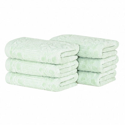 6-Piece Green Cotton Guest Towel Set