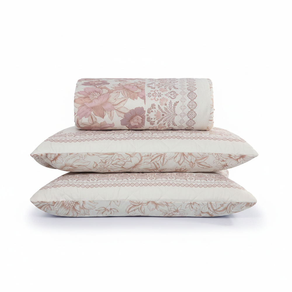 Floral Reversible Queen Quilt Set