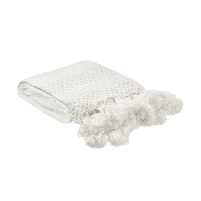 Cotton Knit Bed Runner with Macrame Details