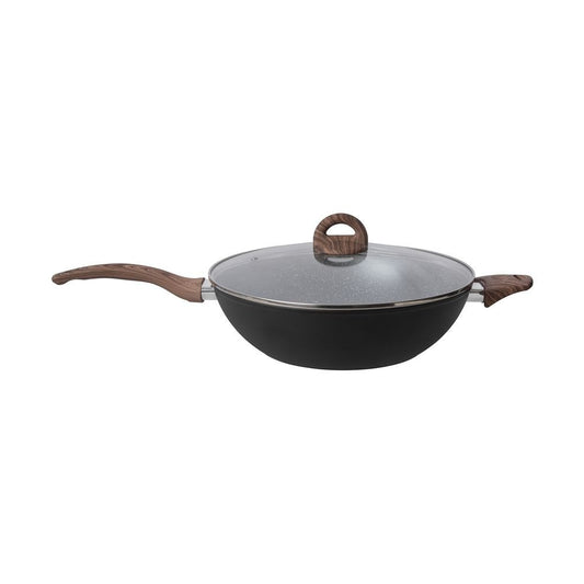 Sartén Wok de 32 cm con Tapa de Cristal