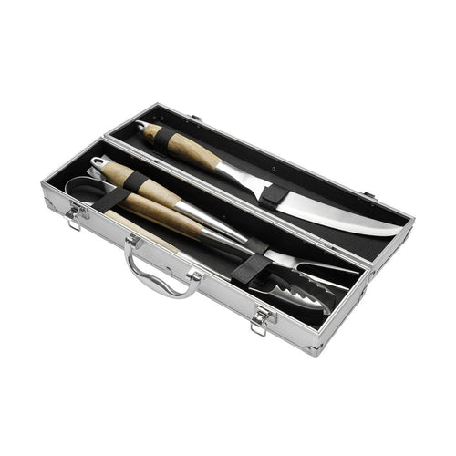 4-Piece Stainless Steel Barbecue Tool Set with Case