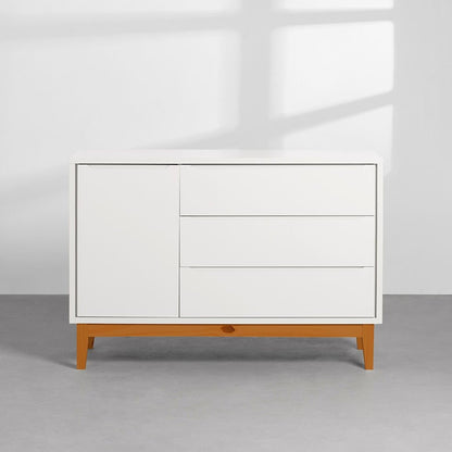 Honey and White 3-Drawer Nursery Dresser with Door