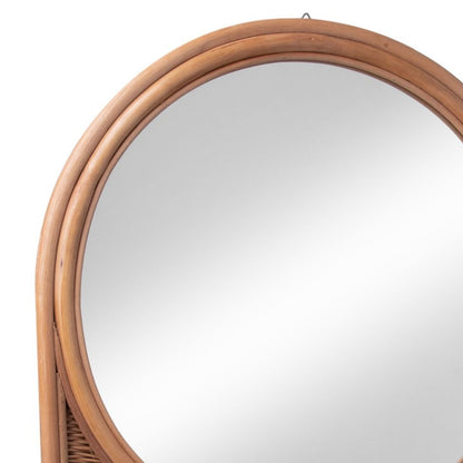 Natural Fiber Wall Mirror with Shelf