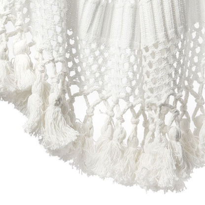 Cotton Knit Bed Runner with Macrame Details