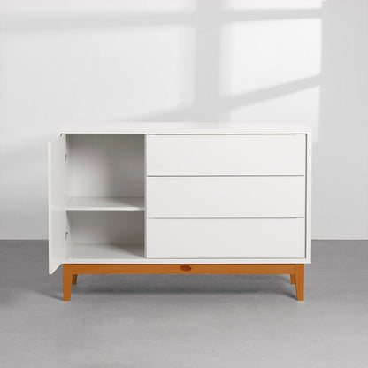 Honey and White 3-Drawer Nursery Dresser with Door