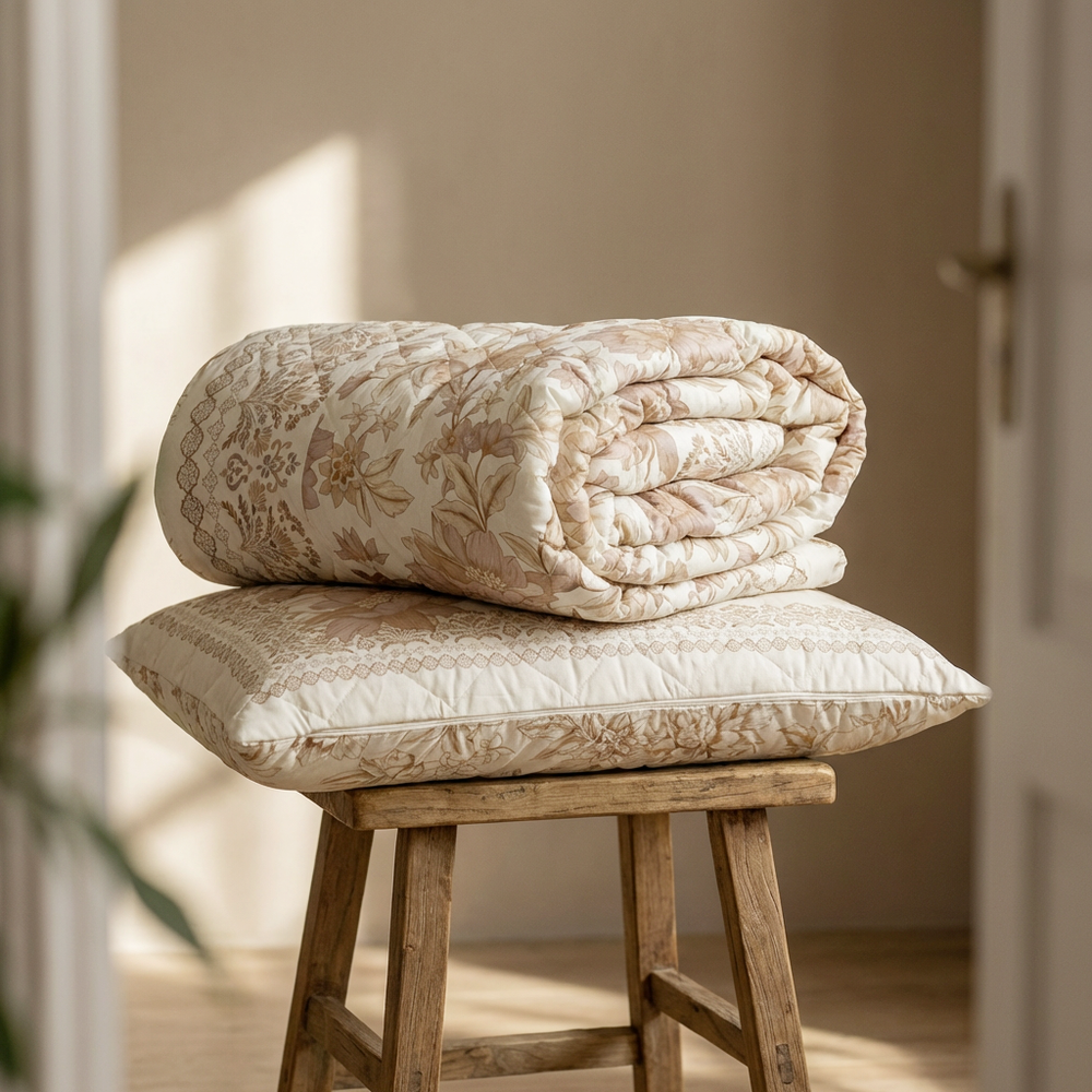 Floral Reversible Queen Quilt Set
