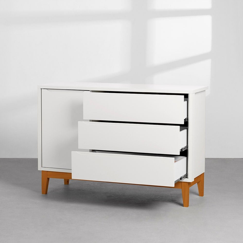 Honey and White 3-Drawer Nursery Dresser with Door