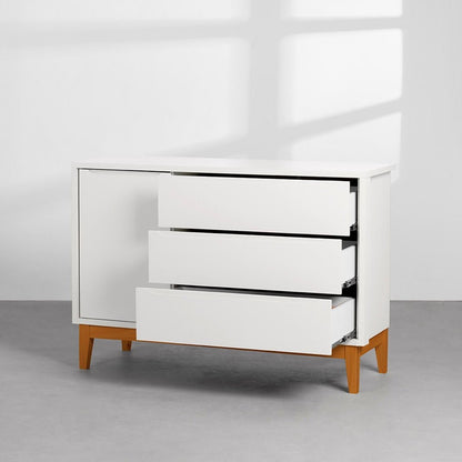Honey and White 3-Drawer Nursery Dresser with Door