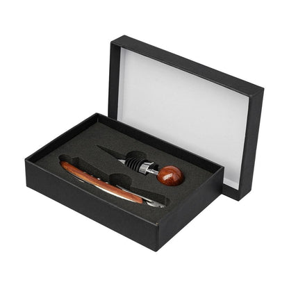 2-Piece Wine Accessories Set with Wood Base
