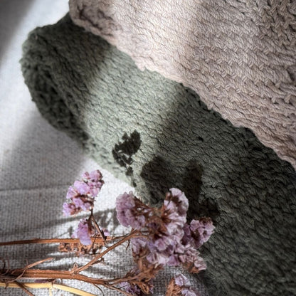 Green Cotton Throw Blanket for Sofa and Bed