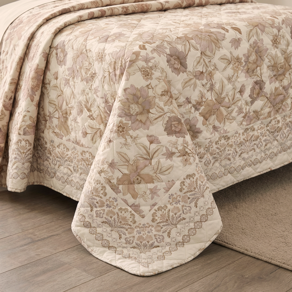 Floral Reversible Queen Quilt Set