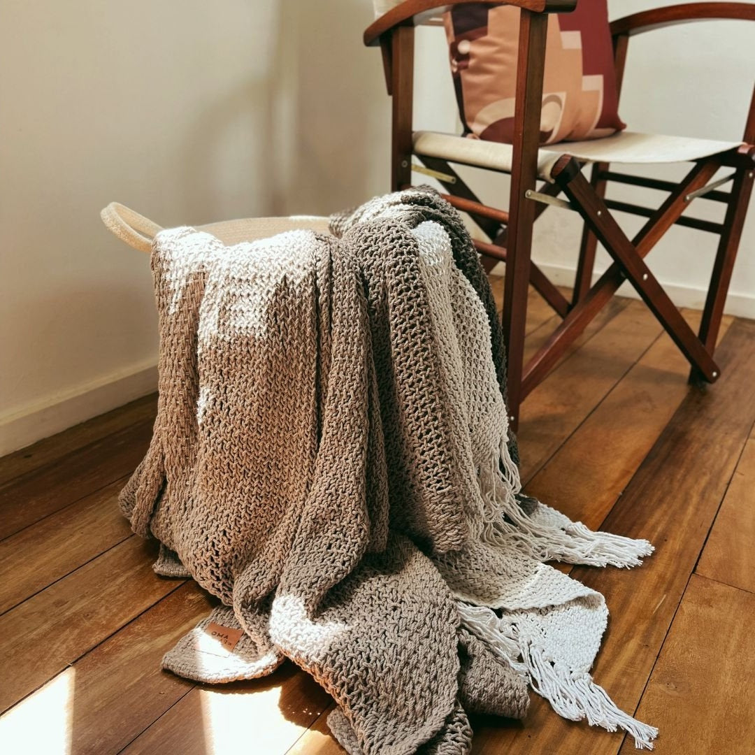 Green Cotton Throw Blanket for Sofa and Bed