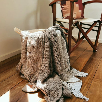 Green Cotton Throw Blanket for Sofa and Bed