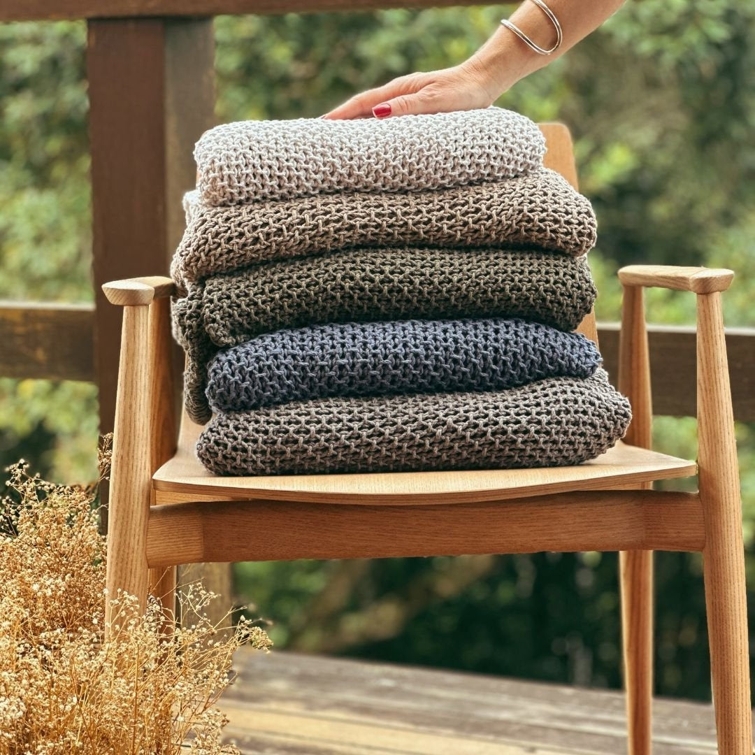 Green Cotton Throw Blanket for Sofa and Bed