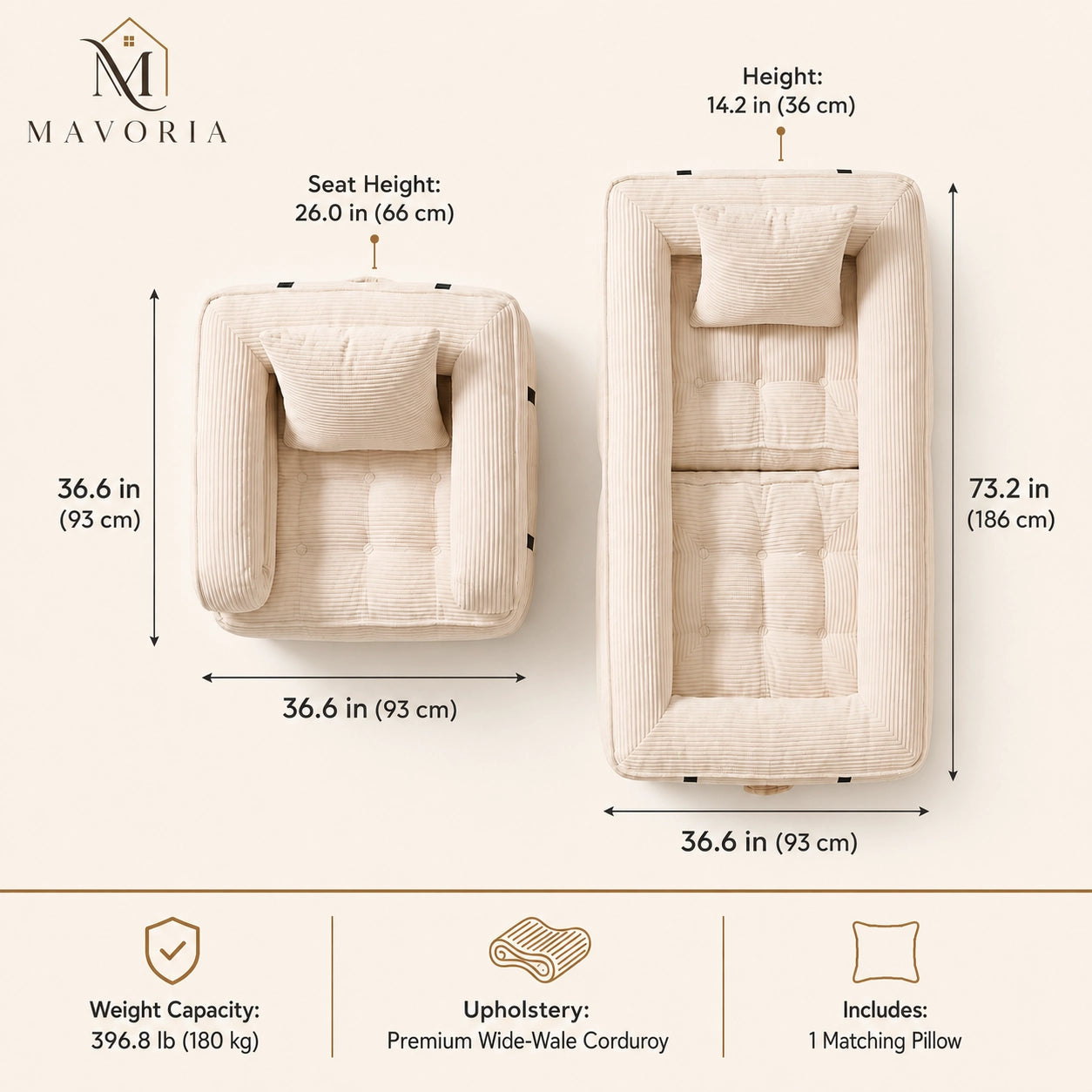 Foldable Cloud Sofa Bed Mavoria
