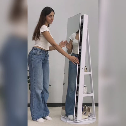 Mirror Jewelry Cabinet Lockable 6-LED
